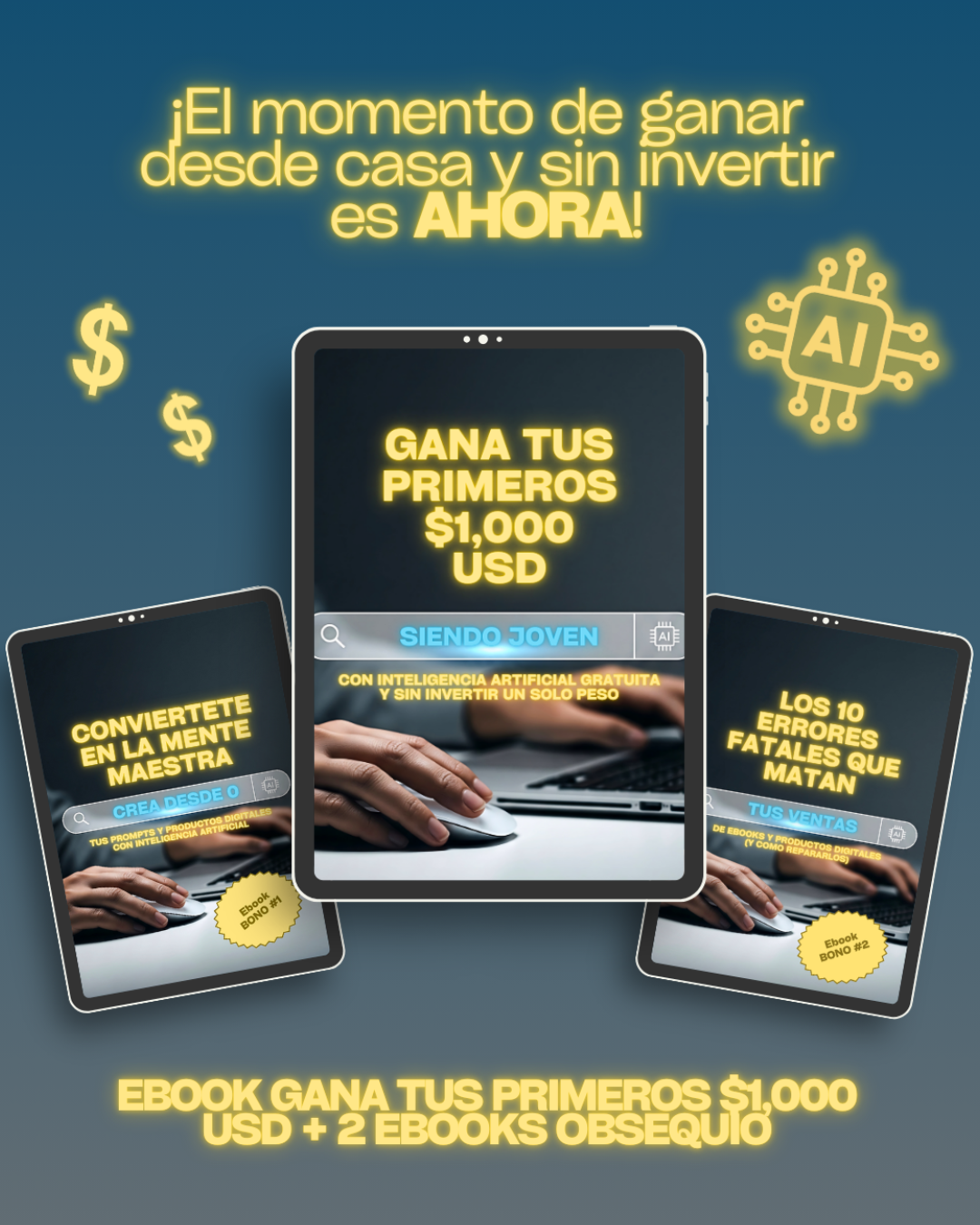 Gana tus primeros $1,000 USD 💸 (siendo joven e invirtiendo $0) + 2 Ebooks BONO 🎁